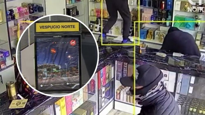 VIDEO | Balacera en acceso a Metro Vespucio Norte: Asaltaron perfumería y dispararon a guardias