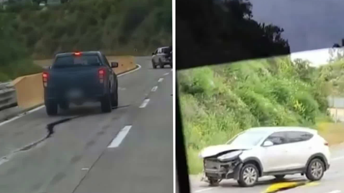 VIDEO | Derrame intencional de aceite provocó choque en ruta a Valparaíso