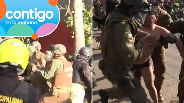 Caótica detención en La Florida: Sujetos atacan con piedras a Carabineros para evitar retiro de auto robado