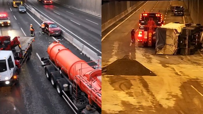 Choque múltiple en autopista General Velásquez: Hay tres camiones y un auto involucrados