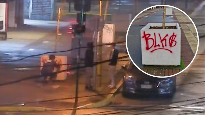 “¡El que raya, paga!”: Municipio de Puerto Montt detuvo y multó a hombre por rayados en la calle