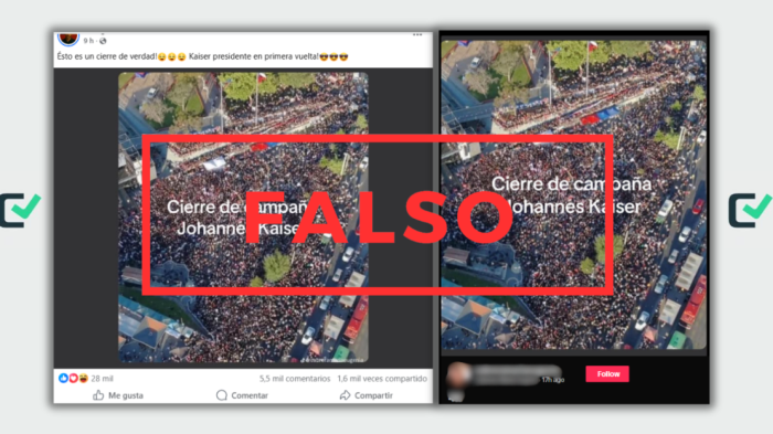 Una foto adjudicada al cierre de campaña de Johannes Kaiser corresponde al acto de Jeannette Jara