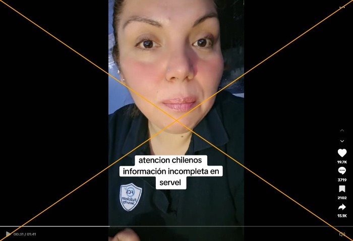 Captura de pantalla hecha el 11 de noviembre de 2025 de una publicación en TikTok.