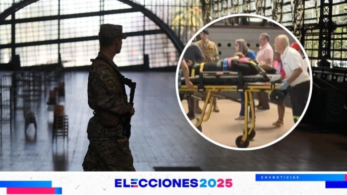 Emergencia en Estación Mapocho: Mujer fue retirada en camilla tras caer por escaleras de local de votación