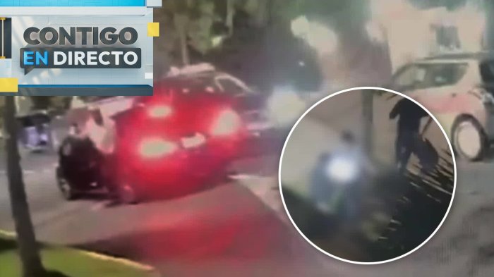 Familia sufre violento portonazo en Las Condes: Delincuentes usaron linterna para cegar al conductor