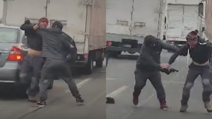 VIDEO | Así fue el momento exacto en que peoneta de camión que transportaba carne es baleado por delincuentes tras robo