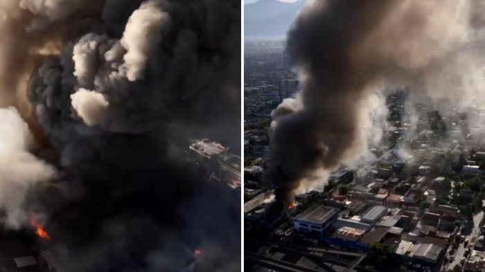 Incendio en local de neumáticos en San Miguel: Enorme nube tóxica genera preocupación en el sector