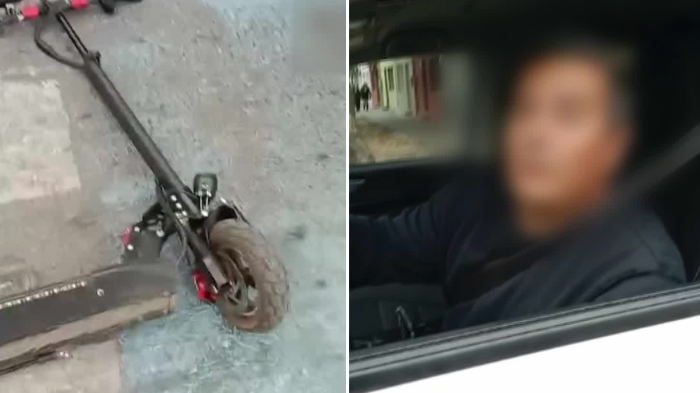 VIDEO | Graban a imprudente chofer: Manejaba usando el celular y atropelló a joven en scooter