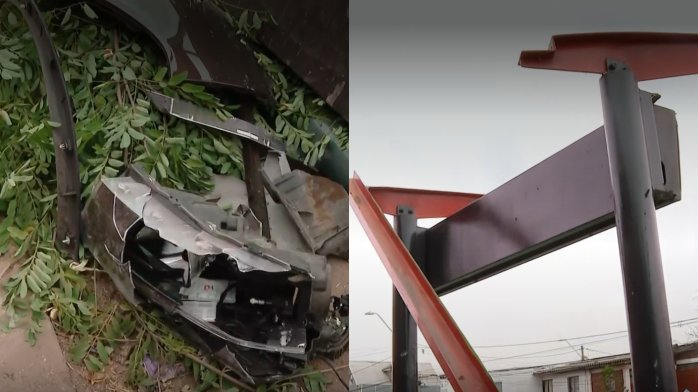 VIDEO | Conductora se habría dormido: Auto chocó paradero y atropelló a persona en La Florida