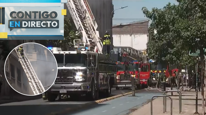 Emergencia en Santiago centro por incendio en edificio: Altas temperaturas dificultan trabajo de Bomberos