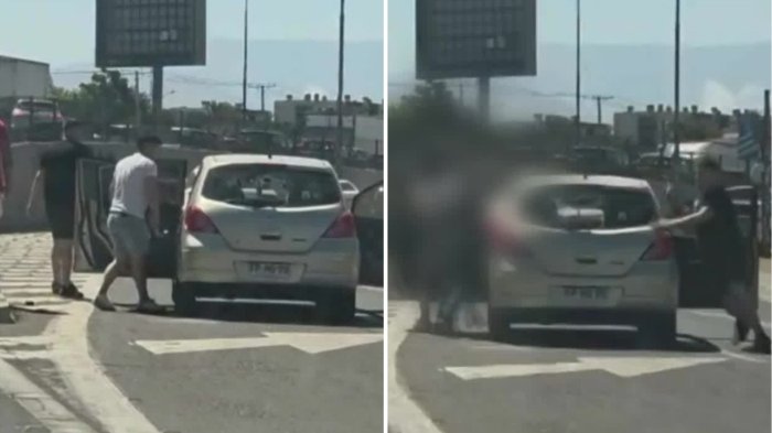 VIDEO| Violenta riña en Maipú: Conductor golpeó a otro por saltarse la fila para salir de un mall