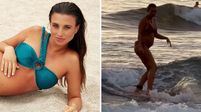 Video de Tita Ureta dividió a usuarios en redes: Practicó surf en medio de avanzado embarazo