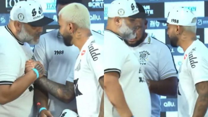 Insólito: Barra amenazó a Gabigol en plena presentación por su regreso al Santos