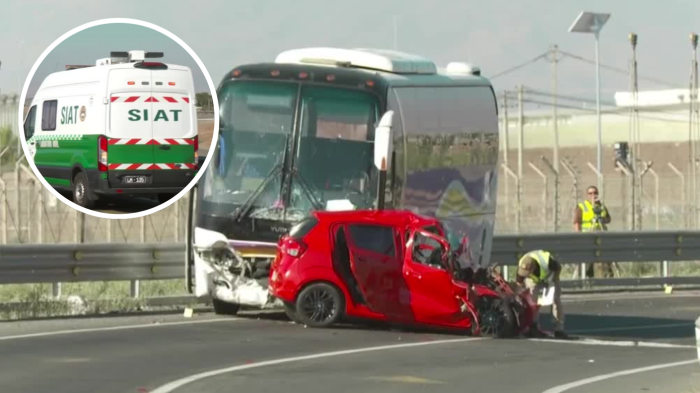 VIDEO | Fatal choque entre bus de pasajeros y un auto cerca del aeropuerto de Santiago: Hay un fallecido