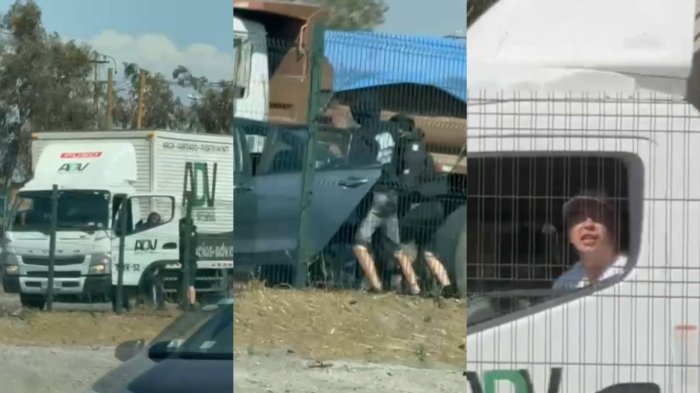 VIDEO | Captan momento exacto de chofer siendo víctima de secuestro tras robo de camión