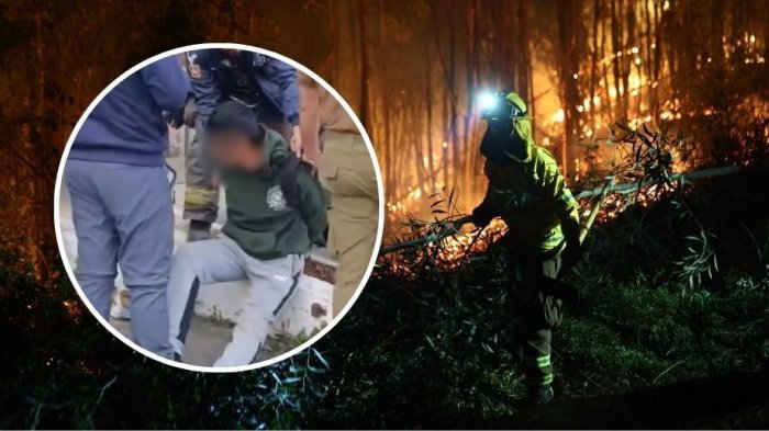 VIDEO | Captan detención de hombre acusado de intentar iniciar incendio en Penco