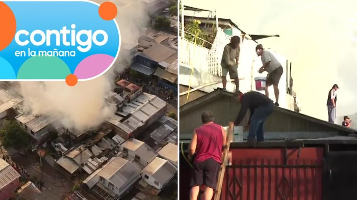 Vecinos ayudan a extinguir incendio en Lo Prado: Temen propagación del fuego a local de gas