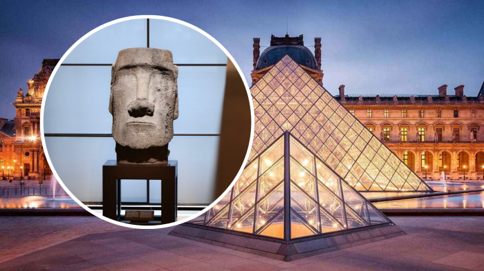 “Devuelvan el moai”: Chilenos llenan de recetas al Museo del Louvre tras exhibición de estatua de Rapa Nui