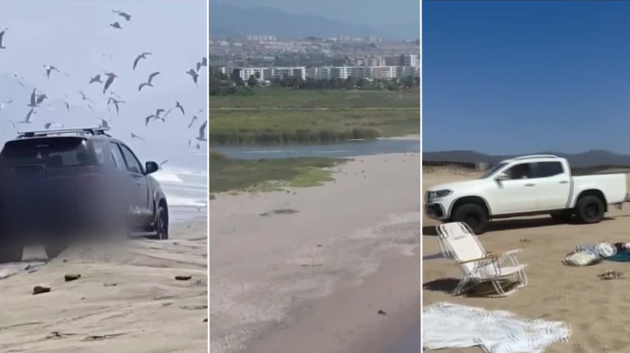 Afecta a humedal urbano: Graban irrupción de camionetas a toda velocidad en playas de Coquimbo