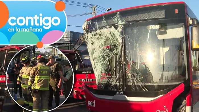 Rescatan a pasajeros tras violento choque de buses en Maipú: Niño resultó gravemente herido