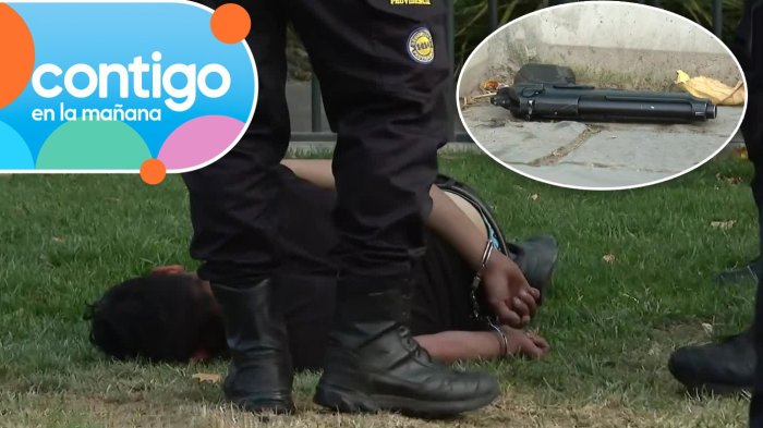 Sujeto fue detenido en Providencia por manipular arma en plena vía: Fingió dormir para ocultar evidencia