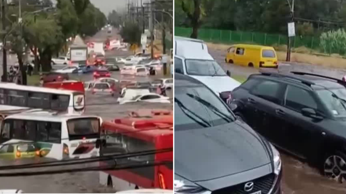 VIDEO | Emergencia en Maipú: Más de una decena de autos quedaron atrapados tras inundación por lluvias