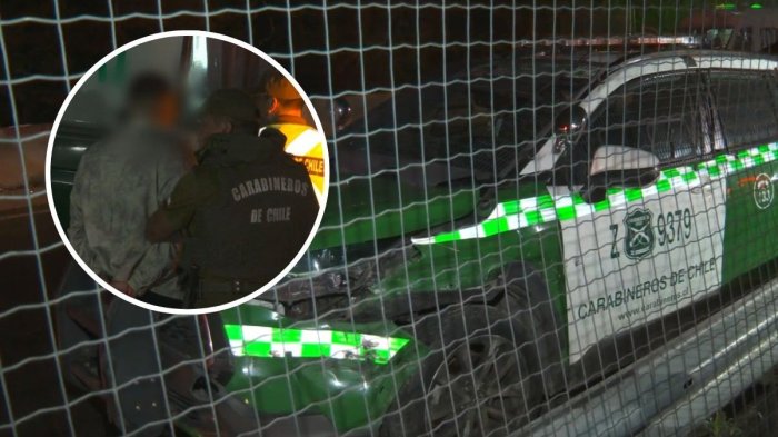 Conductor fue detenido tras chocar patrulla en Pudahuel: 3 carabineros y un civil resultaron heridos