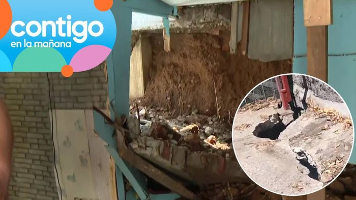 Casa se derrumbó y generó socavón tras intensas lluvias en Maipú: Propiedad quedó inhabitable