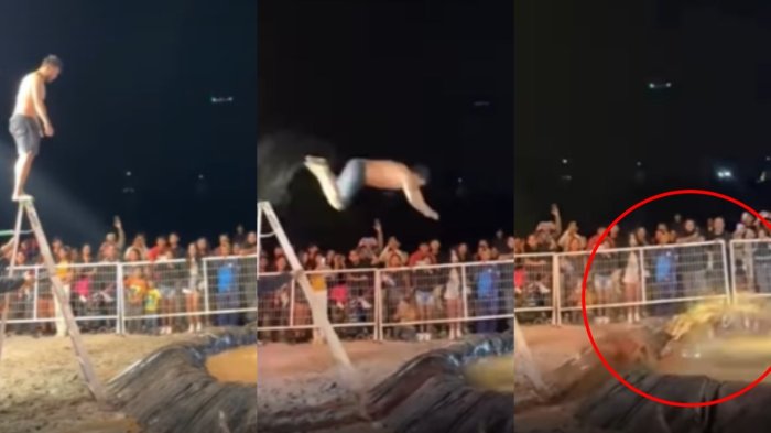 Concurso de “guatazos” en Mejillones termina en emergencia: Captan impactante caída