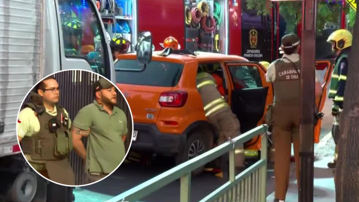 VIDEO | Bomberos rescata a pasajero de auto chocado en Santiago Centro: Conductor fue detenido
