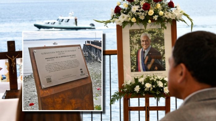 En el mismo lugar, a dos años de su muerte: Instalan placa homenaje a expdte. Sebastián Piñera en Lago Ranco