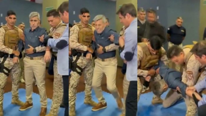 Su reacción dio la vuelta al mundo: Ministro argentino probó novedoso dispositivo policial y terminó electrocutado
