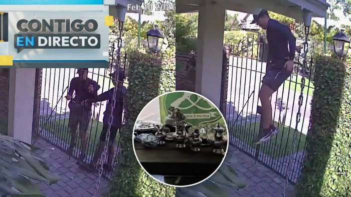 Delincuentes fueron captados robando casa en Vitacura: Huyeron dejando caer objetos sustraídos