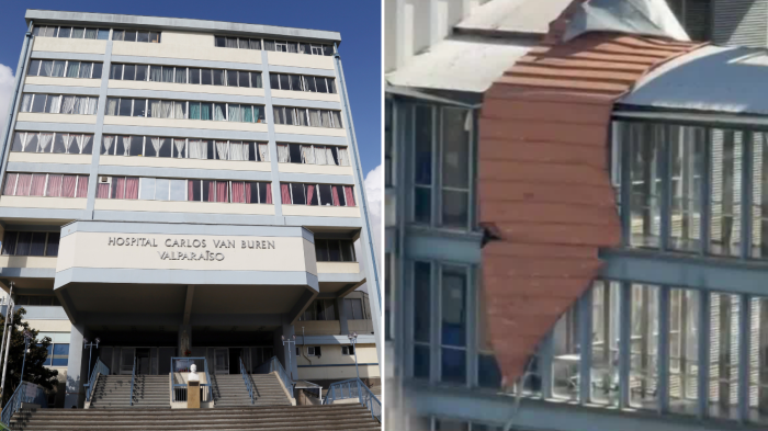 VIDEO | Fuertes ráfagas de viento en Valparaíso desprenden el techo del Hospital Van Buren