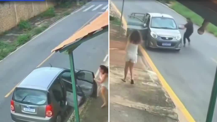 Insólito registro: Hombre rescata heroicamente de un choque a bebé de 8 meses y a niño de 5 años