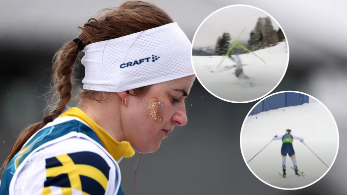 Atleta sueca cayó y se deslizó 200 metros con un solo esquí en los JJOO: Aun así llegó al podio