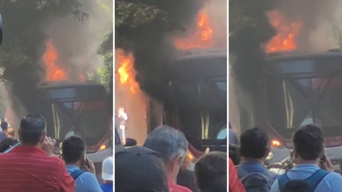 VIDEO | Bus de Red Movilidad se incendió en pleno centro de Santiago: Tránsito fue desviado