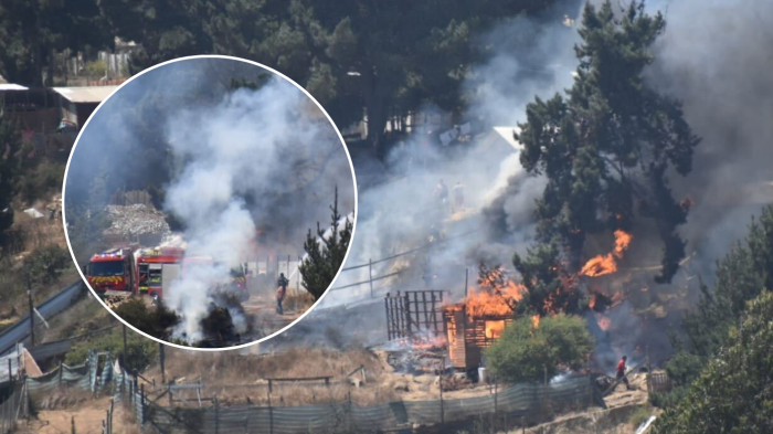 Alerta por dos incendios en simultáneo en Viña del Mar: Bomberos intenta controlar uno en vertedero