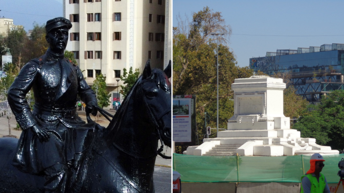 Es oficial: Estatua de Baquedano regresa a Plaza Italia tras ser retirada por daños hace tres años