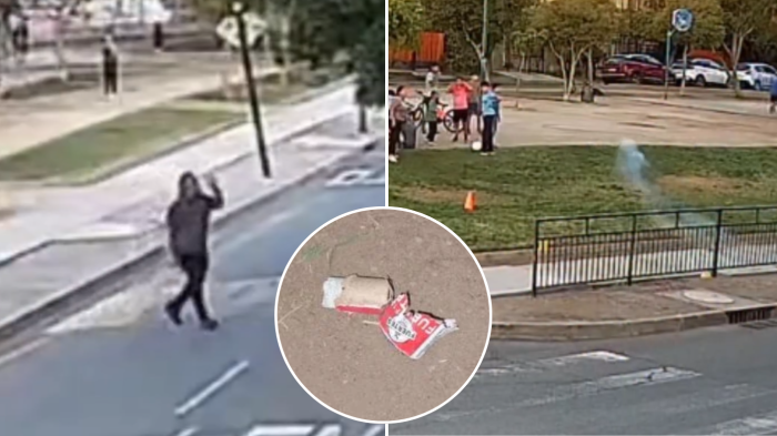 Insólito registro: Hombre lanzó petardo a niños que jugaban en una plaza en Maipú