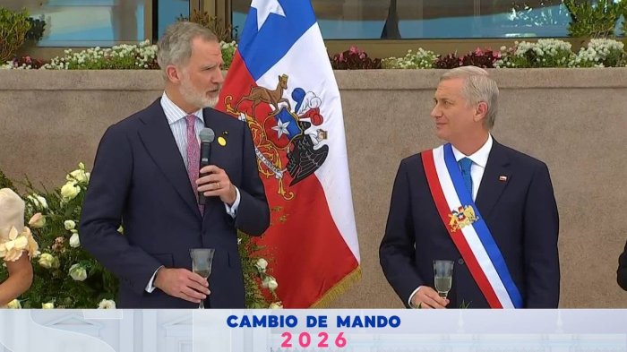 El brindis del Rey Felipe VI ante presidente Kast durante almuerzo en Cerro Castillo: “Transición ejemplar”