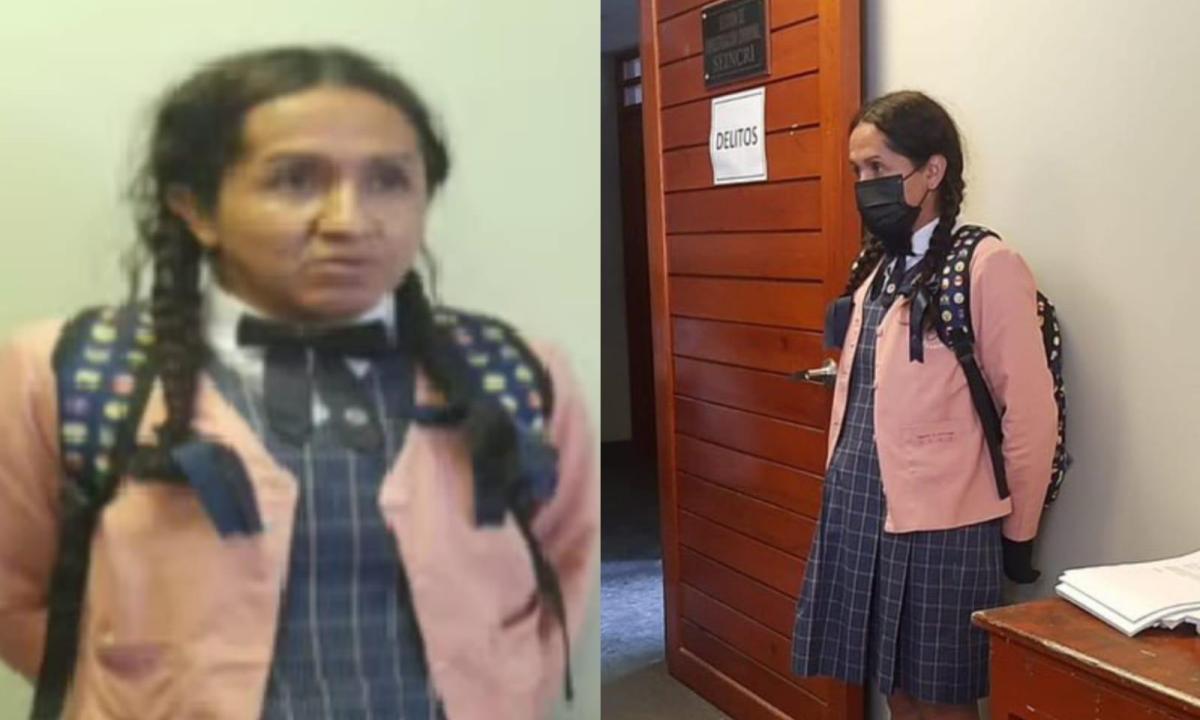 Hombre de 42 años fue captado vestido de escolar al interior de un establecimiento. Fuente: Policía de Perú.