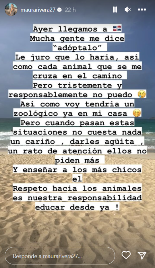 Historia de Maura Rivera. Fuente: Instagram.